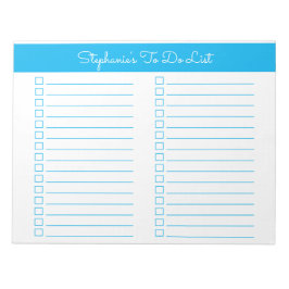 Simple Sky Blue 8.5x11 Two Column Checklist Notizblock