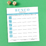 Simple Sky Blue Bunco Score Card Notepad Notizblock<br><div class="desc">Entferne so viele Punktkarten wie nötig von diesem Notizblock und schlüpfe dein Bunco-Spiel mit diesen,  bereit zu gehen und leicht zu benutzen,  Abreißen von Punkteblättern und jeder Spieler kann leicht behalten,  die Spur seiner Gewinne und Verluste,  sowie das Sammeln von buncos und kleinen buncos für bis zu fünf Runden.</div>