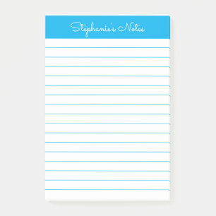 Simple Sky Blue Lined Personalisiert Post-it Klebezettel