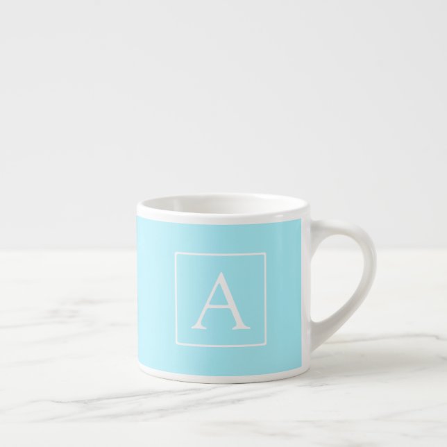 Simple Sky Blue Monogram Espressotasse (Rechts)