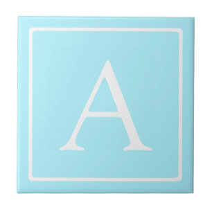Simple Sky Blue Monogram Fliese
