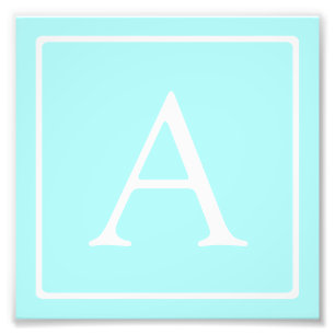 Simple Sky Blue Monogram Fotodruck