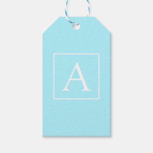 Simple Sky Blue Monogram Geschenkanhänger