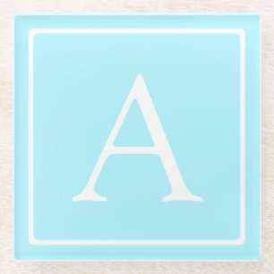 Simple Sky Blue Monogram Glasuntersetzer