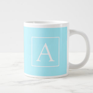 Simple Sky Blue Monogram Jumbo-Tasse
