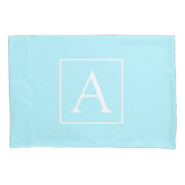 Simple Sky Blue Monogram Kissenbezug