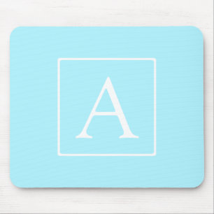 Simple Sky Blue Monogram Mousepad