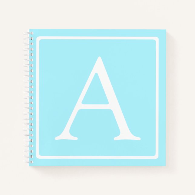 Simple Sky Blue Monogram Notizbuch (Vorderseite)