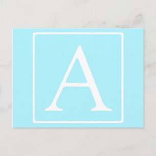 Simple Sky Blue Monogram Postkarte