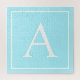 Simple Sky Blue Monogram Puzzle