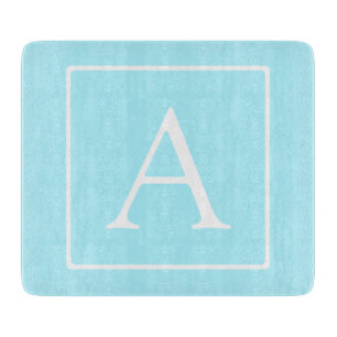 Simple Sky Blue Monogram Schneidebrett