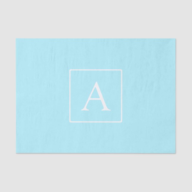 Simple Sky Blue Monogram Seidenpapier (Vorderseite)