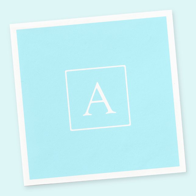 Simple Sky Blue Monogram Serviette (Von Creator hochgeladen)