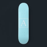 Simple Sky Blue Monogram Skateboard<br><div class="desc">Vielen Dank für Ihren Kauf!</div>