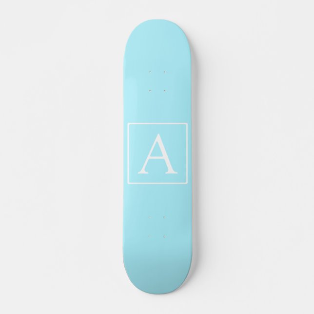 Simple Sky Blue Monogram Skateboard (Vorne)