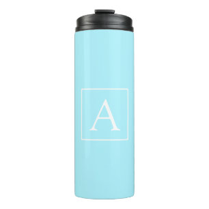 Simple Sky Blue Monogram Thermosbecher