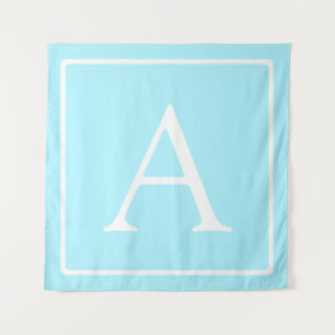 Simple Sky Blue Monogram Wandteppich