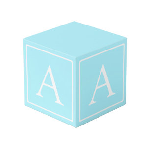 Simple Sky Blue Monogram Würfel