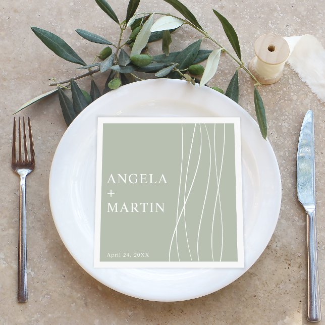 Simple Sleek Lines Dusty Sage Paper Dinner Napkins Serviette (Von Creator hochgeladen)