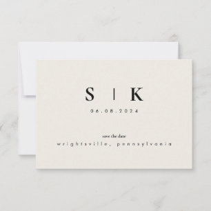 Simple Sleek Monogram Beige Save the Date II