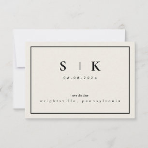 Simple Sleek Monogram Beige Save the Date V