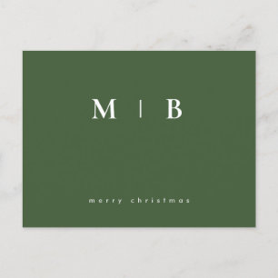 Simple Sleek Monogram Christmas Postkarte