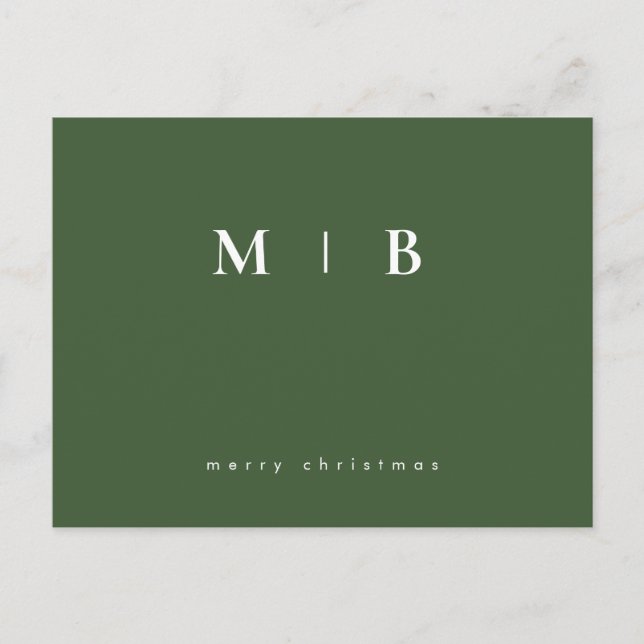 Simple Sleek Monogram Christmas Postkarte (Vorderseite)
