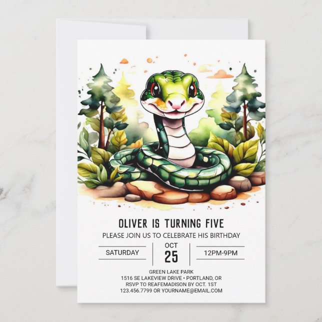 Simple Snake Celebration Birthday Einladung (Vorderseite)