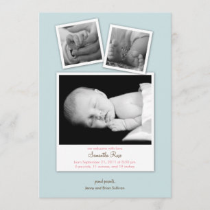Simple Snapshots Baby Birth Announcement (Blau) Ankündigung