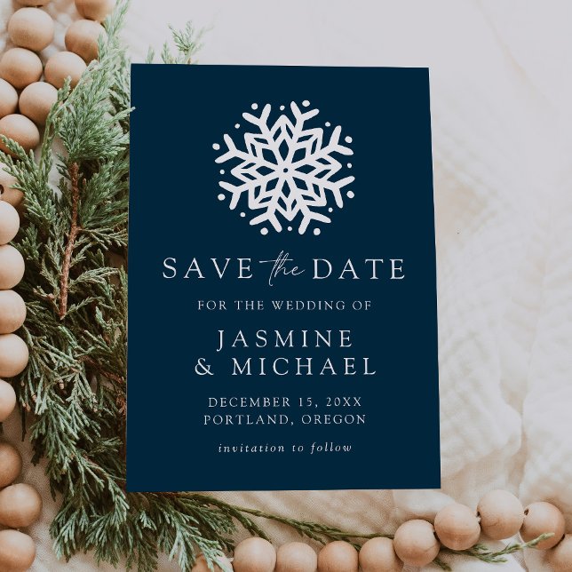 Simple Snowflake Navy Save The Date (Von Creator hochgeladen)