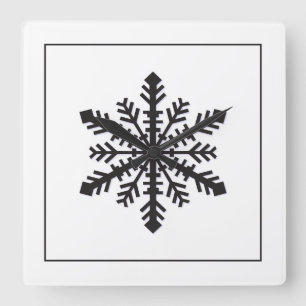 Simple Snowflake Quadratische Wanduhr
