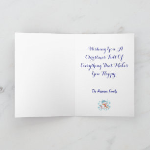 Simple Snowman Blue Holiday Personalize Karte