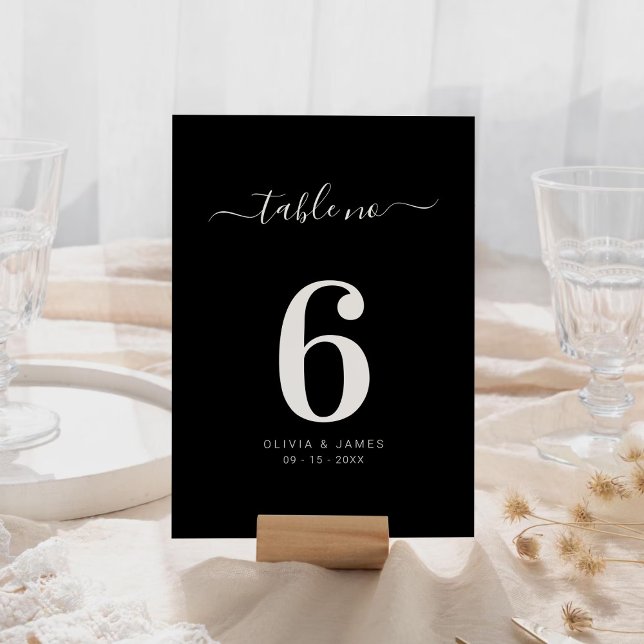 Simple Solid Color Black Wedding Table Number Tischnummer (Simple Solid Color Black Wedding Table Number)