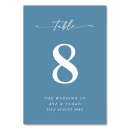 Simple Solid Color Light Navy Blue Wedding Table Tischnummer