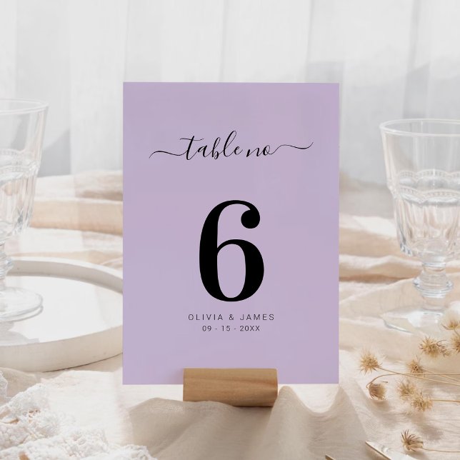 Simple Solid Color Purple Wedding Table Number Tischnummer (Simple Solid Color Purple Wedding Table Number)