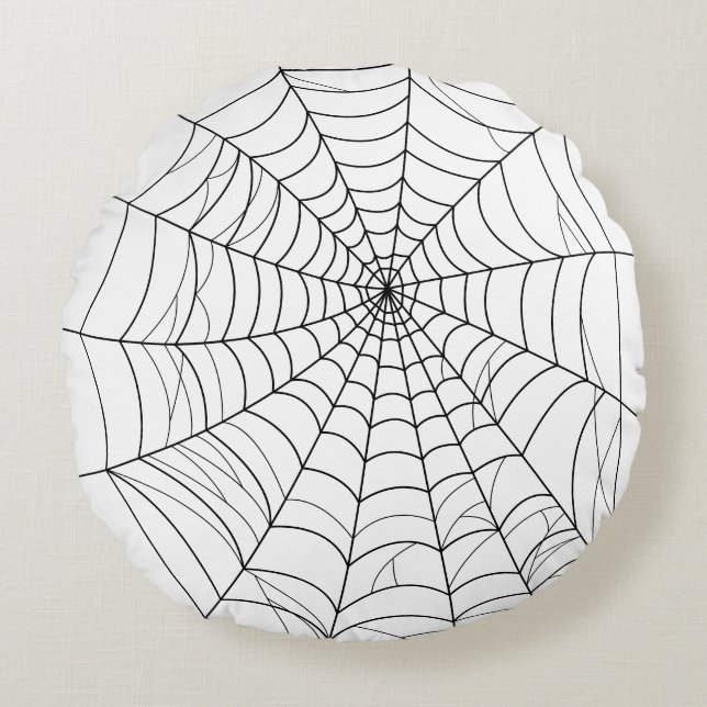 Simple Spider Web Cobweb Line Art Halloween Rundes Kissen (Vorderseite)