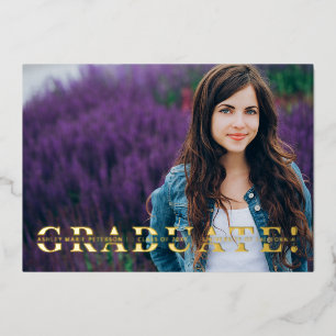 Simple Split Gold Script Foto GraduationFoil I Folieneinladung