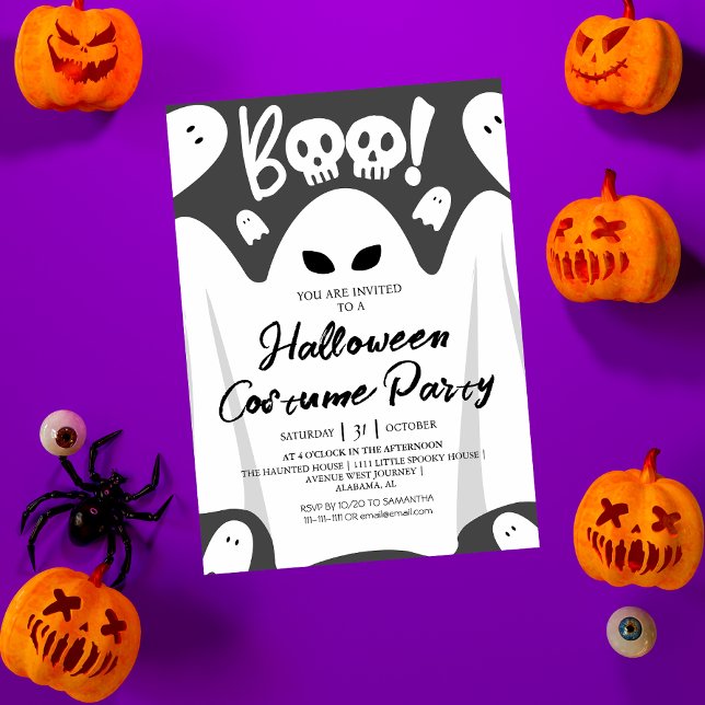 Simple Spooky Boo Ghost Halloween Kostüm Party Einladung (Von Creator hochgeladen)