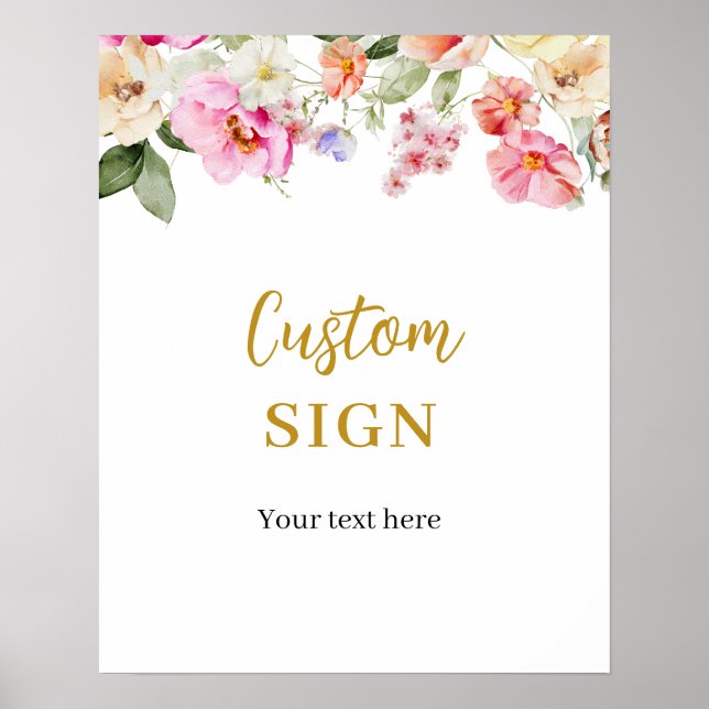 Simple Spring Floral Custom Party SIgn Poster (Vorne)