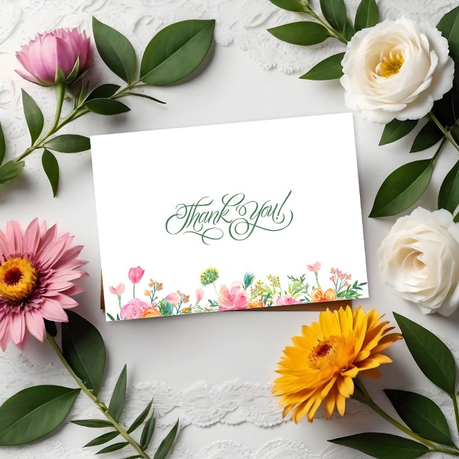 Simple Spring Floral Typografy Dankeskarte (Von Creator hochgeladen)