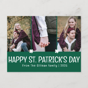 Simple St. Patrick's Day Kleeblätter Familie 3 Fot Feiertagspostkarte