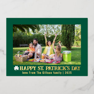 Simple St.Patricks Day Kleeblätter Foto Folien Feiertagskarte