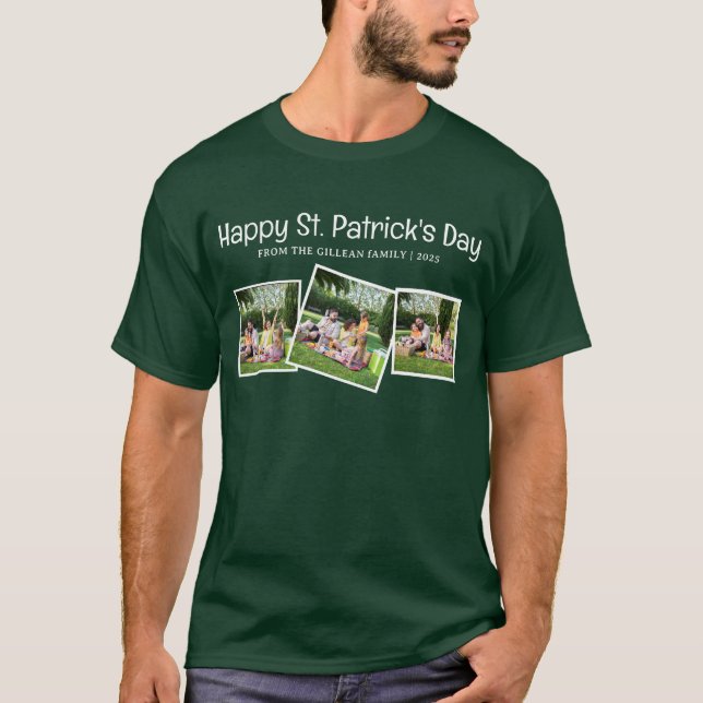 Simple St. Patrick's Day Kleeblatts Foto T-Shirt (Vorderseite)