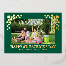 Simple St patricks day Shamrocks family photo Folien Feiertagskarte