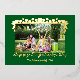 Simple St patricks day Shamrocks family photo Folien Feiertagskarte