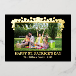 Simple St patricks day Shamrocks family photo Folien Feiertagskarte