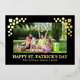 Simple St patricks day Shamrocks family photo Folien Feiertagskarte