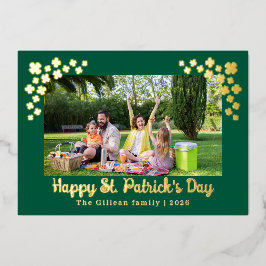 Simple St patricks day Shamrocks family photo Folien Feiertagskarte
