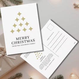 Simple star tree white Merry Christmas  Feiertagspostkarte