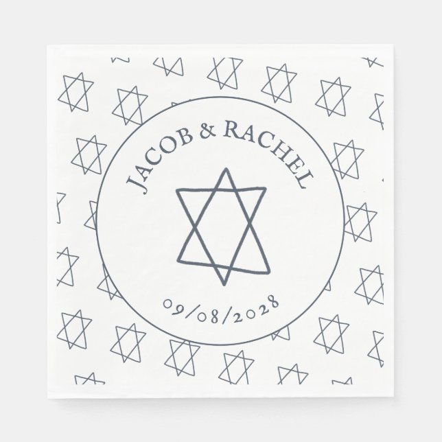 Simple Star von David Custom JEWISH Wedding Engage Serviette (Vorderseite)